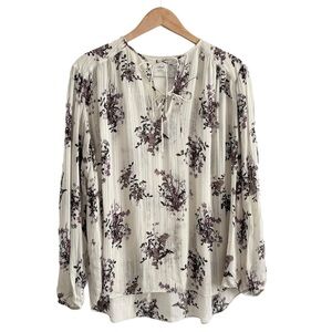 Aritzia Wilfred Floral Flowy Purple Cream Blouse